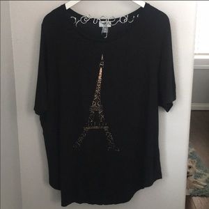 Old Navy Black and Rose Gold Eiffel Tower Tee